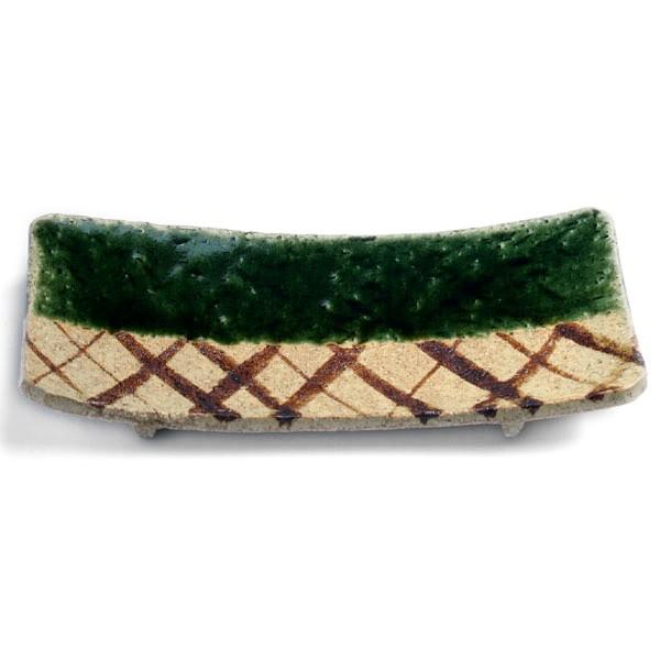 織部焼：織部垣文長板皿・小・長森慶《小皿・18.0cm》