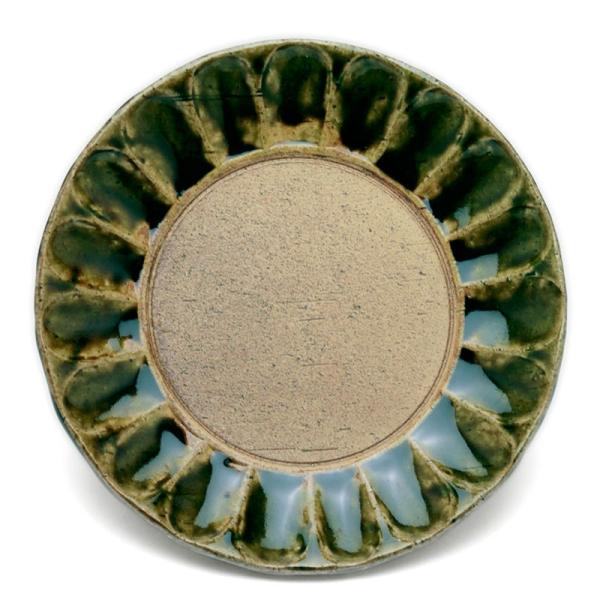 織部焼： 織部5.5寸菊皿・カガミ・長森慶《小皿・16.0cm》