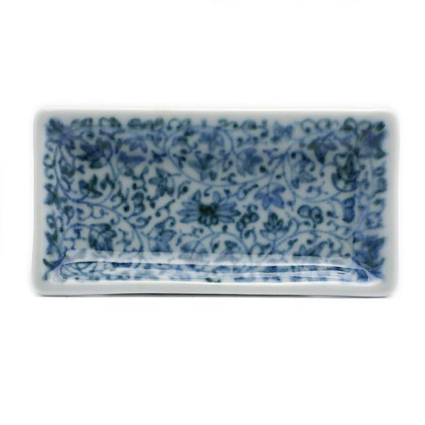 染付花唐草四方豆皿・阪東晃司《豆皿・6.6cm》