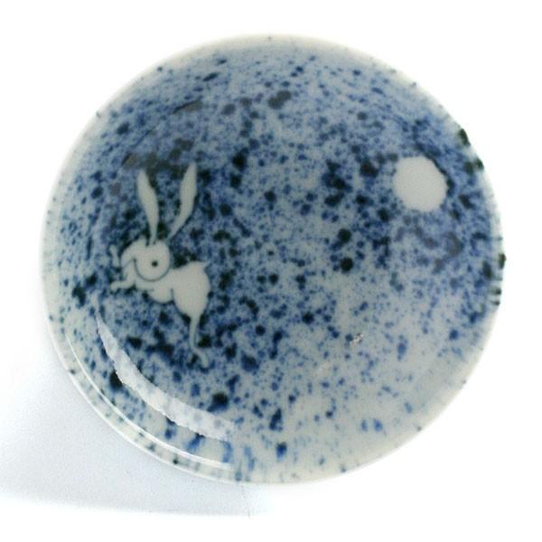 染付吹墨月に兎3.2寸皿・阪東晃司《豆皿・9.7cm》