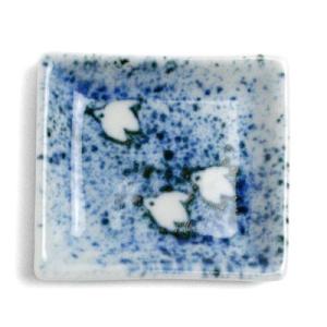 染付角豆皿・吹墨千鳥・阪東晃司