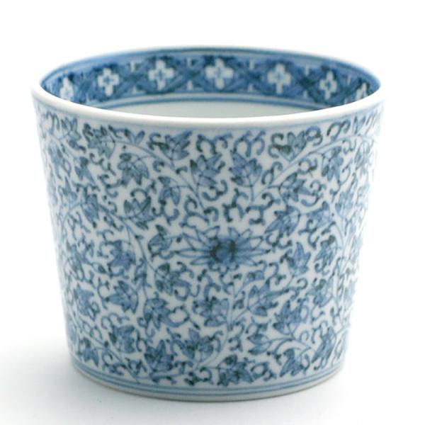 染付：花唐草そば猪口・花3つ・大・阪東晃司《そば猪口・8.5cm》