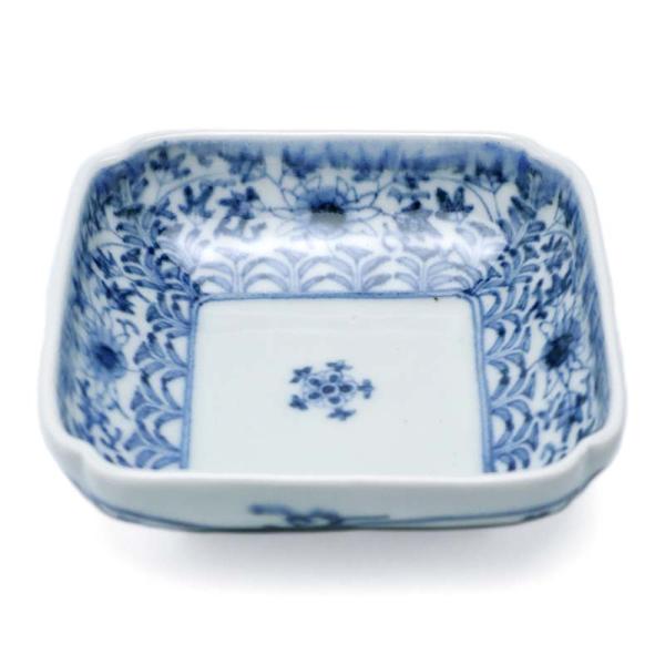 染付花唐草四方小皿・阪東晃司《小鉢・11.0cm》