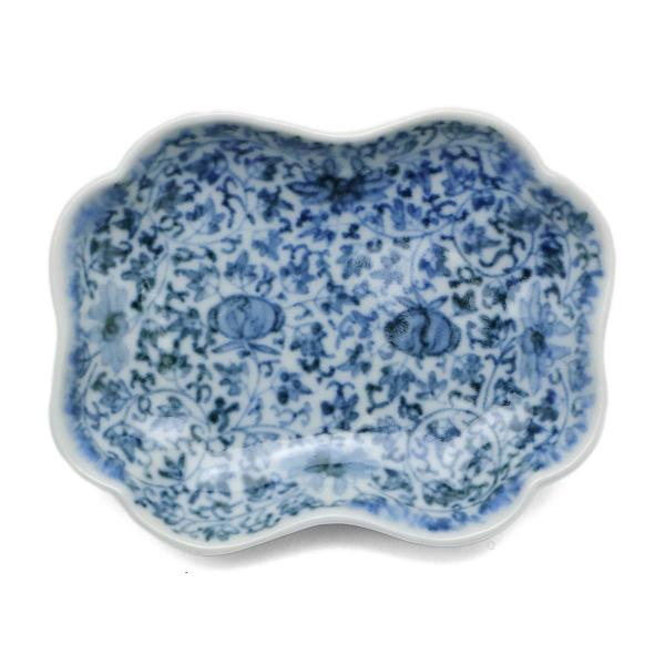 染付：花唐草糸巻形皿・阪東晃司《小皿・9.5cm》