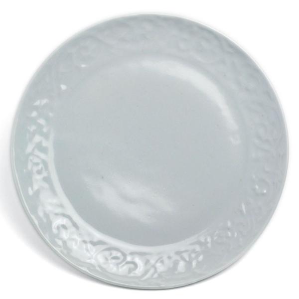 白磁渕陽刻唐草7寸皿・藤塚光男