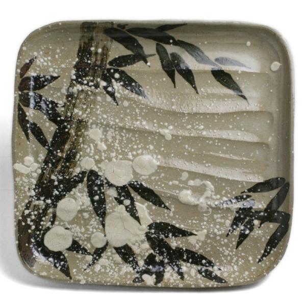 京焼：乾山雪竹鉋目紋四方皿・大・伏原博之《中皿・22.0cm》