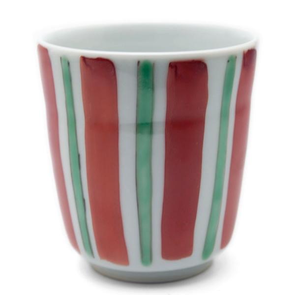 色絵筒湯呑[赤・緑線]・古川章蔵《湯呑》
