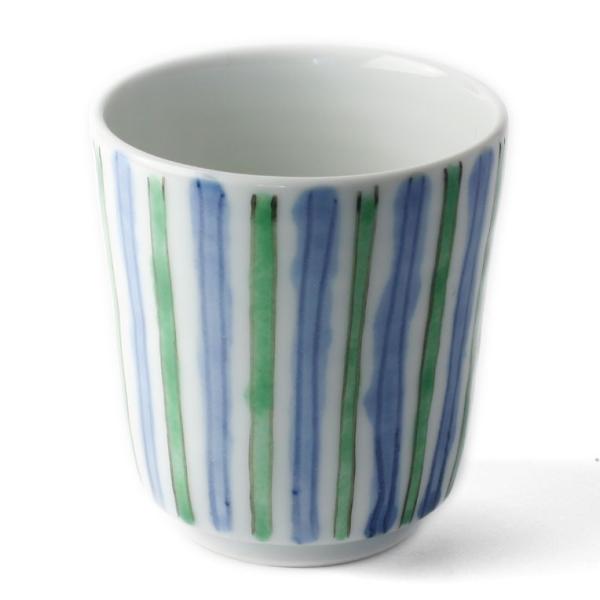 色絵筒湯呑[青・緑・黒線]・古川章蔵《湯呑》