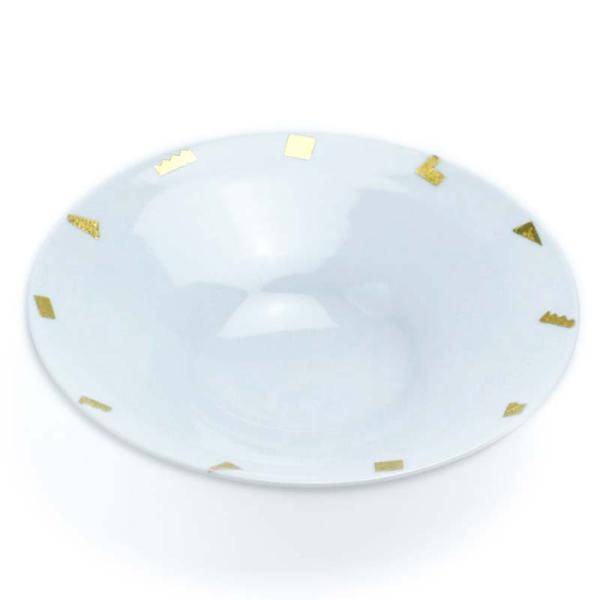 白磁：ふち金箔あさがお鉢・大・古川章蔵《中鉢・23.0cm》