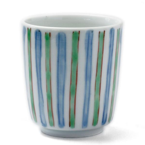 色絵筒湯呑[青・緑・赤線]・古川章蔵《湯呑》