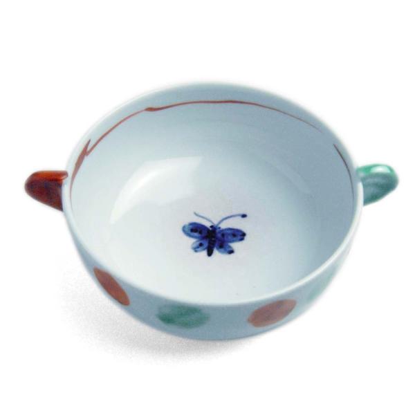 色絵耳付スープ碗・大・赤緑点・古川章蔵《小鉢・13.0cm》