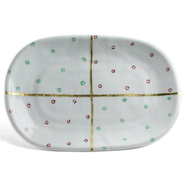 赤緑丸文小判大皿・古川章蔵《大皿・25.5cm》