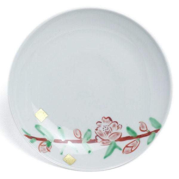 《予約販売》色絵：金箔桃5.5寸皿・古川章蔵《中皿・取り皿・16.7cm》