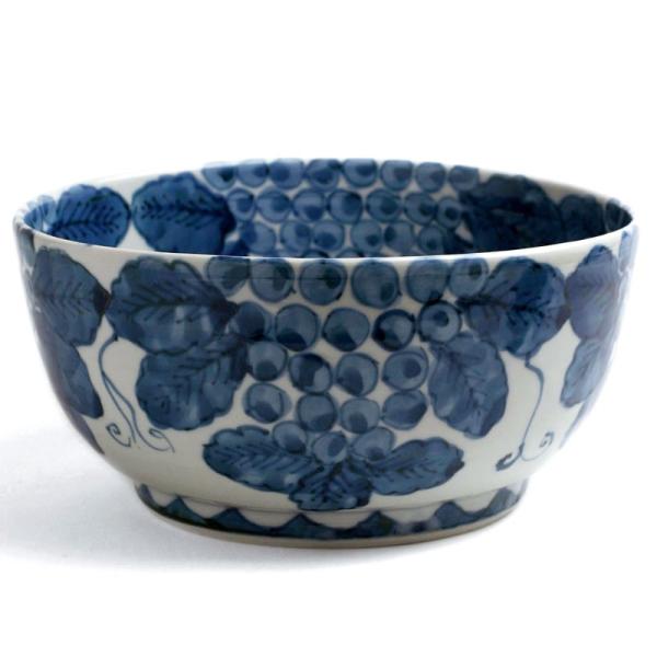 九谷焼：染付葡萄図鉢・大・正木春蔵《大鉢・20.0cm》