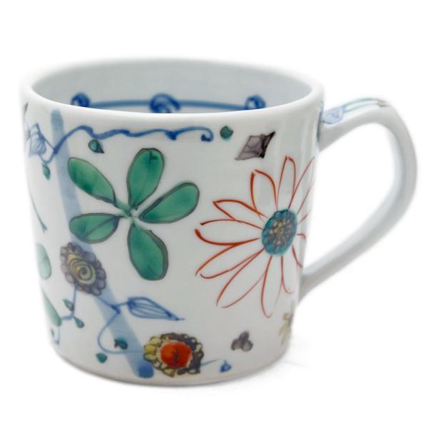 色絵染付野花文マグカップ・正木春蔵