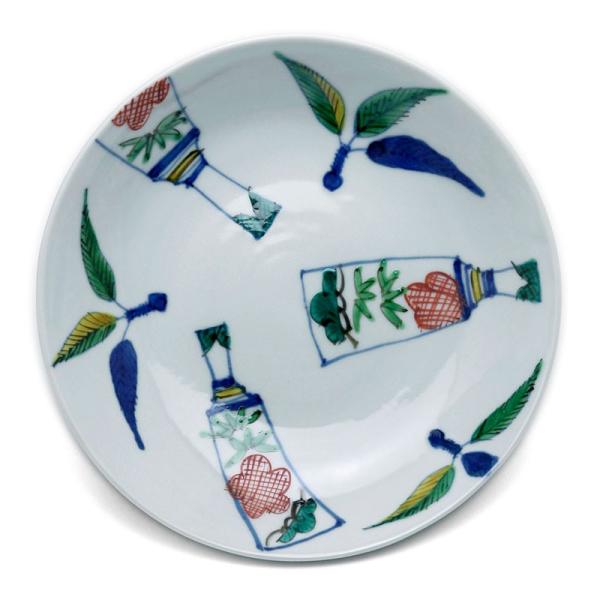 色絵染付羽子板文6寸皿・正木春蔵