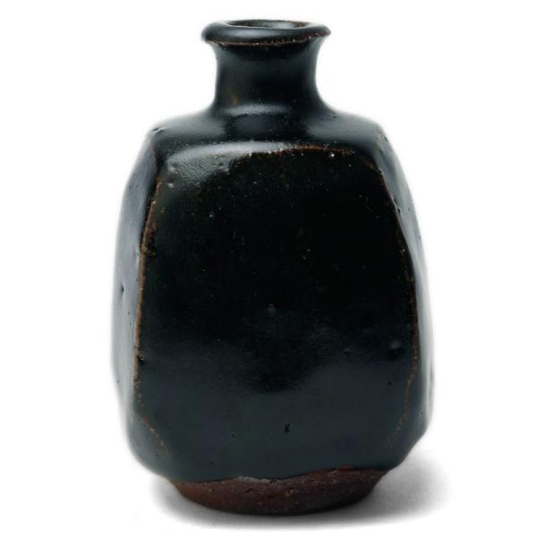 玄釉面取徳利・四方・吉井史郎《酒器・花器・200ml》