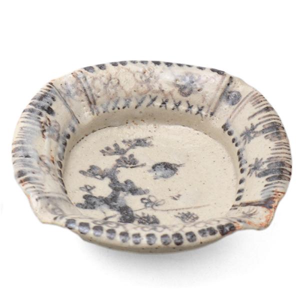 志野焼：志野松鳥文向付・瀧川恵美子《小鉢・15.8 cm》