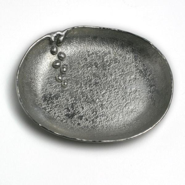 錫器：錫たまり入・特大・雫・ゆり工房《豆皿・楕円皿・10.0cm》