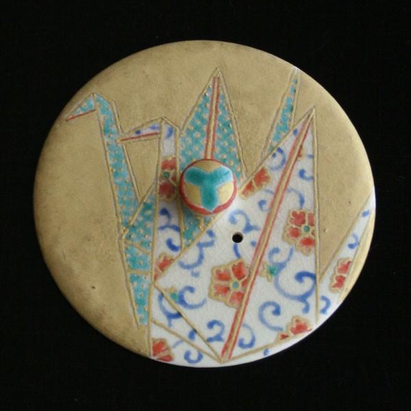 《受注制作》錫銚子・立型・本金地折鶴小紋・ゆり工房・伏原博之《酒器》