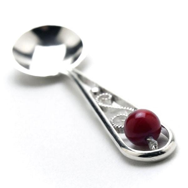 銀唐草ソルトスプーン・珊瑚・高谷信雄