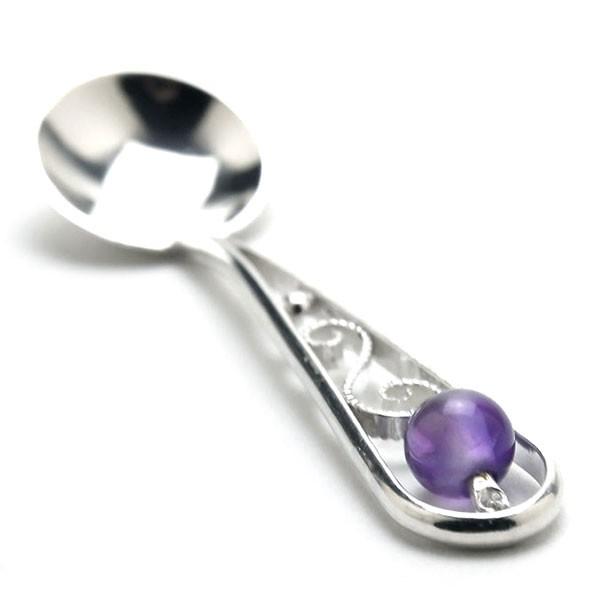 銀唐草ソルトスプーン・アメジスト・高谷信雄《スプーン・5.5cm》