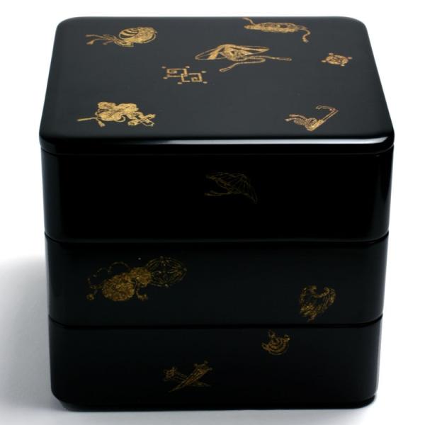 《受注制作》お重箱・宝尽くし黒内朱三段重・奥田志郎 &amp; 山本哲