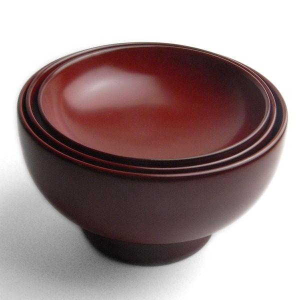 郎漆器・輪島塗：朱三つ椀・大・奥田志《飯椀・汁椀・取り鉢》