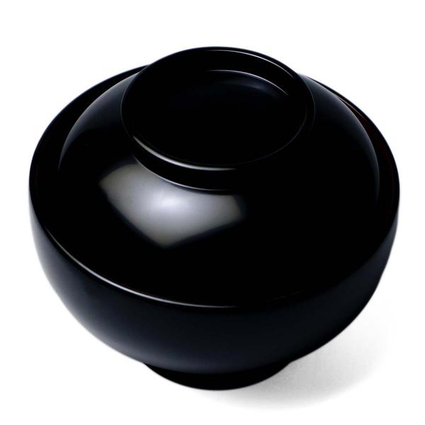 漆器・輪島塗：無地黒内朱蓋付大椀・奥田志郎《汁椀・雑煮椀・300ml・14.0cm》