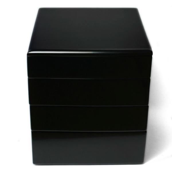 漆器：黒内朱段違四段七五重・奥田志郎《4段・漆塗り・重箱》