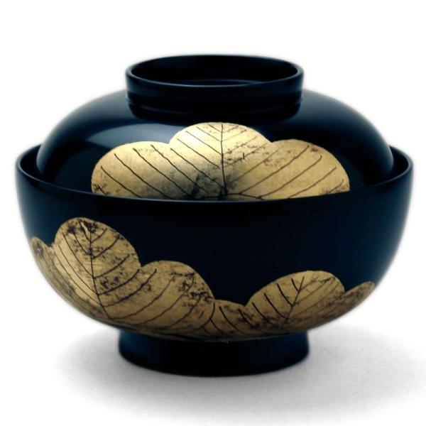 漆器・松文箔絵黒大椀・奥田志郎 &amp; 山本哲