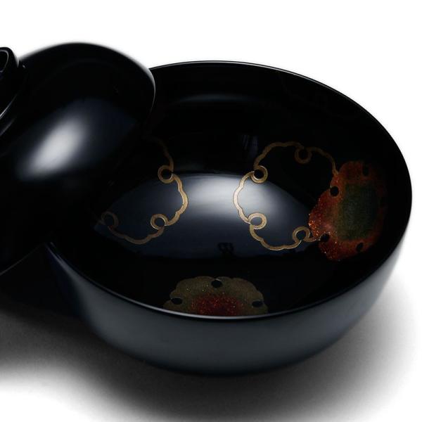 漆器・雪輪蒔絵黒大椀No.1・奥田志郎 &amp; 竹田省