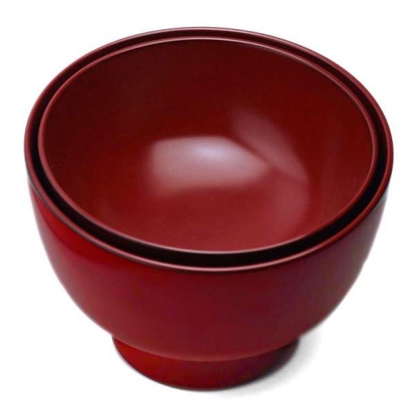 漆器・輪島塗：朱二つ椀《合鹿椀》・奥田志郎《汁椀・お椀・飯椀・味噌汁椀・雑煮椀・500ml・300m...