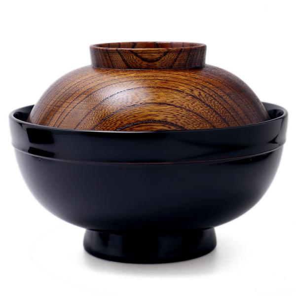 【現品限り！】漆器・輪島塗：帯椀・拭漆蓋・奥田志郎《汁椀・お椀・飯椀・12.8cm・200ml》