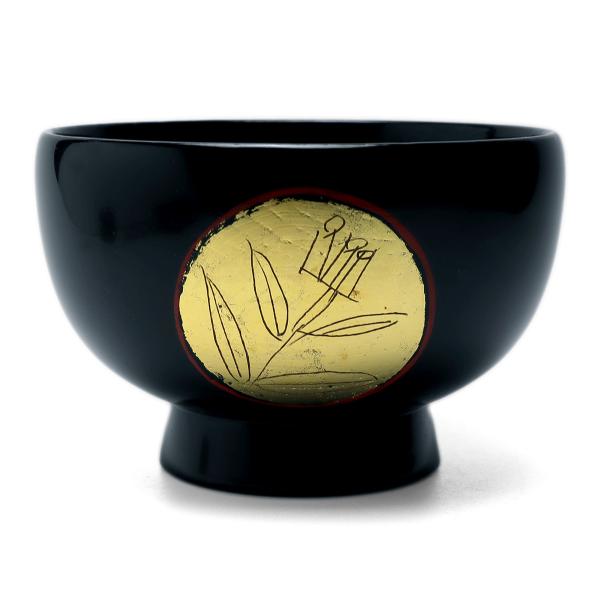 漆器・輪島塗：箔押草彫文様椀・奥田志郎《汁椀・お椀・飯椀・11.6cm・240ml》