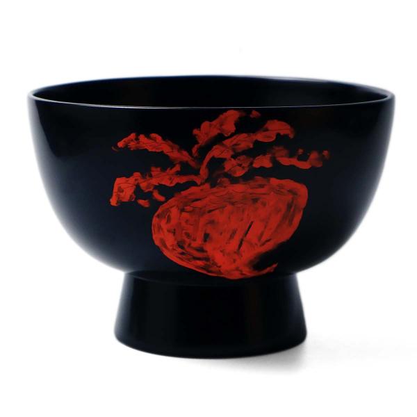 漆器・輪島塗： 黒七尾椀・蕪文・奥田志郎《合鹿椀》《お椀・中鉢・雑煮椀・14.5cm・400ml》