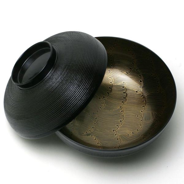 波蒔絵黒糸目椀・尚古堂・竹田省・五客一組