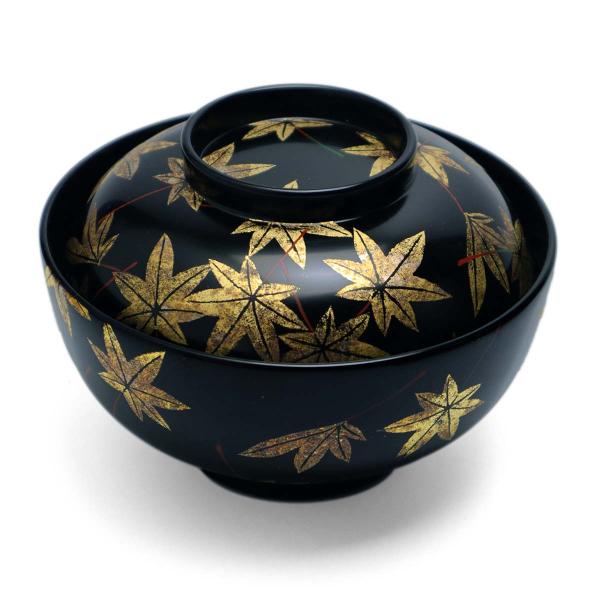 漆器・紅葉箔絵黒大椀・奥田志郎 &amp; 山本哲