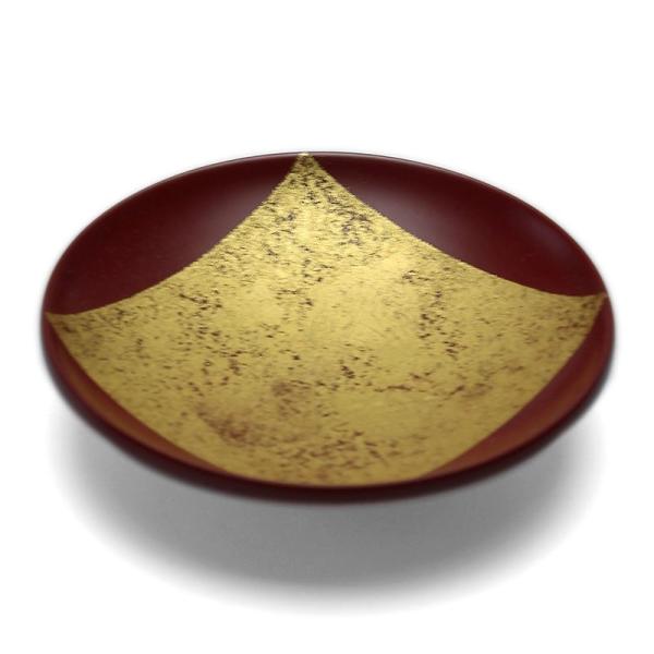 漆器・山中漆器：平盃・色紙金箔・古代朱・守田漆器《盃》