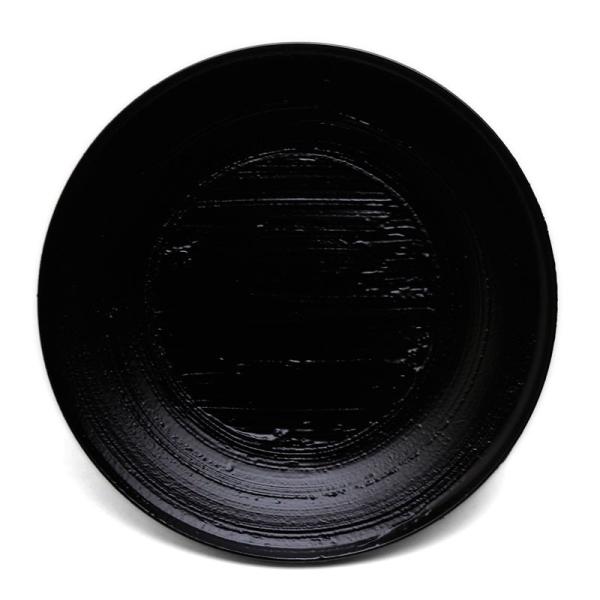 漆器・黒錆刷毛目宗寛盆6寸・守田漆器《銘々皿・菓子皿・ケーキ皿・取り皿・18cm》