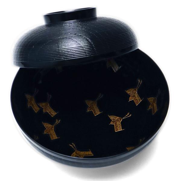 漆器：千鳥蒔絵黒糸目椀・尚古堂・竹田省