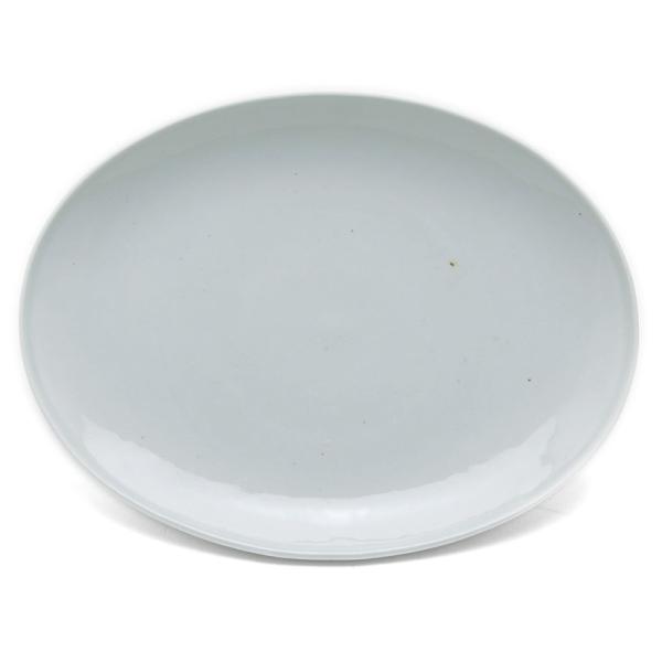 白磁：緑釉5寸楕円皿・幾田晴子《小皿・16.0cm》