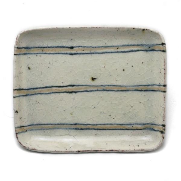 縞長角皿・三足・杉本太郎 《小皿・15.0cm》