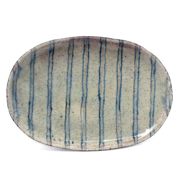 縞楕円皿・A・杉本太郎《中皿・25.0cm》
