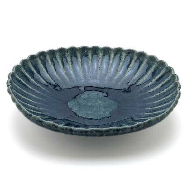 菊花楕円鉢・緑・ 杉本太郎《大鉢・24.0cm》