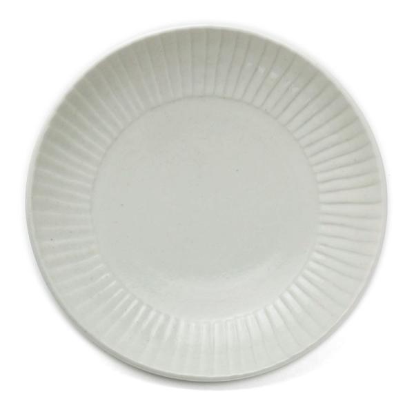 白磁：白磁しのぎ6寸深皿・阿部春弥《中皿・18.0cm》