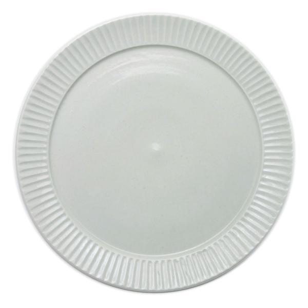 白磁：白磁しのぎ8寸リム皿・阿部春弥《大皿・24.2cm》