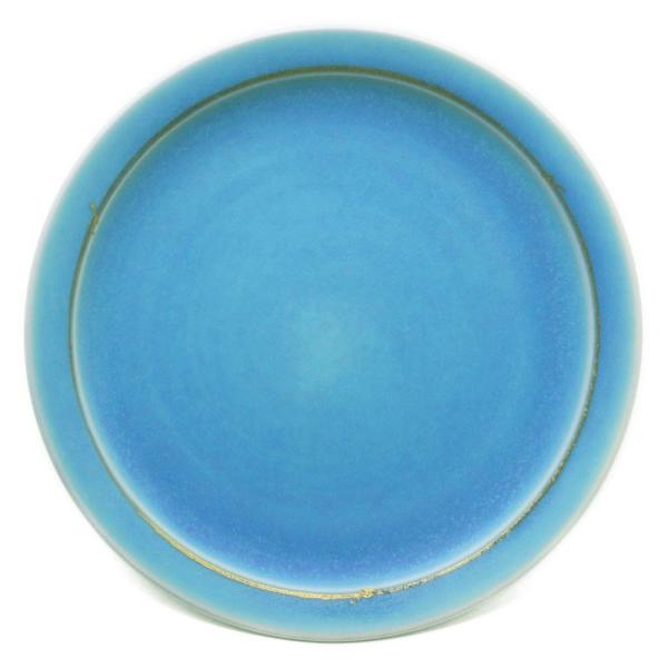 トルコ青釉金線皿・芦田俊之《中皿・18.0cm》