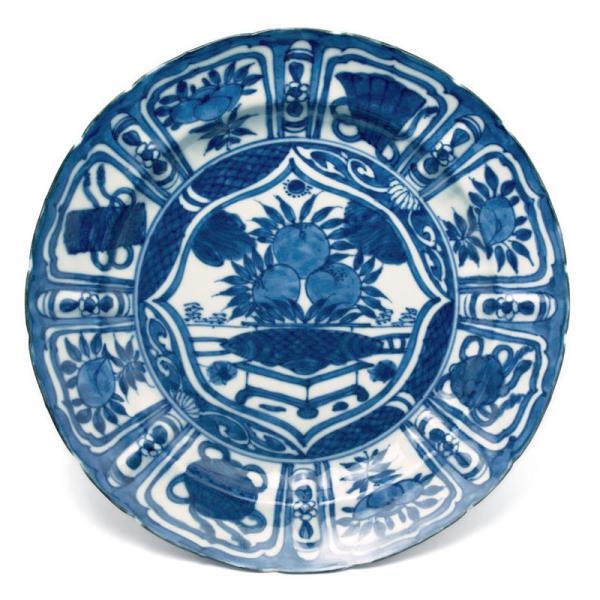 染付芙蓉手皿・大・砂高台・土山敬司《中皿・21.3cm》