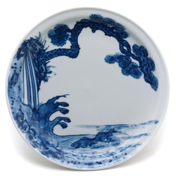 染付：鯉松皿・大・土山敬司《中皿・20.2cm》